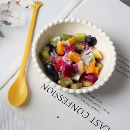 創意甜品長柄攪拌小湯匙 北歐色咖啡小勺子 手掌造型長柄攪拌棒 4支裝