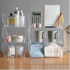 可疊加透明收納盒 桌面分類置物盒 創意塑膠透明整理雜物籃