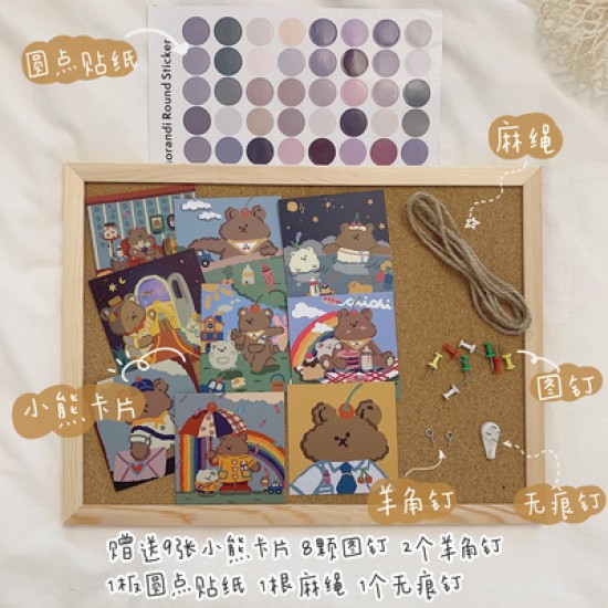 軟木備忘留言板 宿舍必備簡約木框掛式照片牆 創意軟木公佈欄