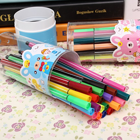 可水洗24色彩色筆 細字美勞必備彩色筆 六角24色繪畫文具  畫筆