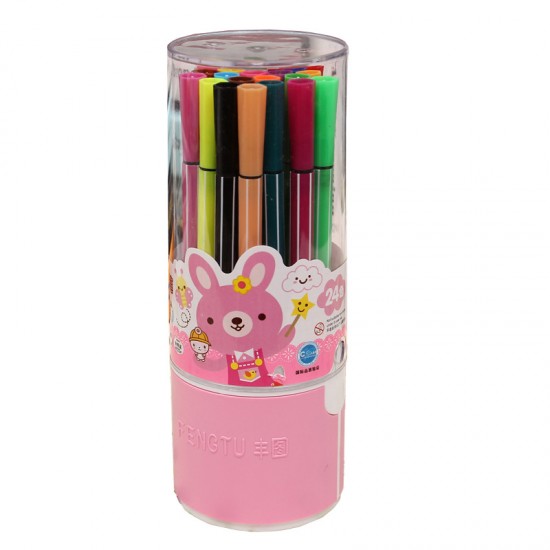 可水洗24色彩色筆 細字美勞必備彩色筆 六角24色繪畫文具  畫筆