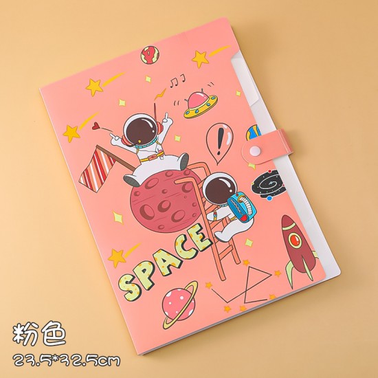 可愛太空人風琴包 創意6格檔案文件夾 學生必備考卷整理資料夾 A4收納夾