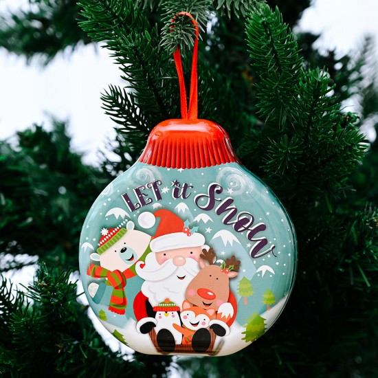 聖誕球造型馬口鐵盒 聖誕節必備裝飾 圓形糖果罐 聖誕禮物餅乾盒