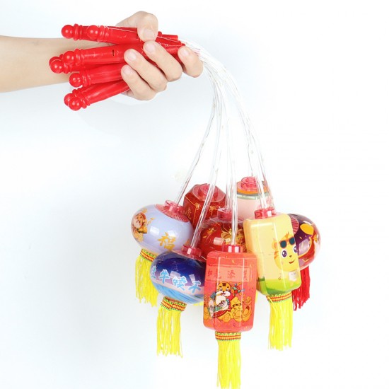 創意虎年七彩小燈籠 手提元宵節燈籠玩具 喜氣七彩閃光燈龍 迷你發光燈籠