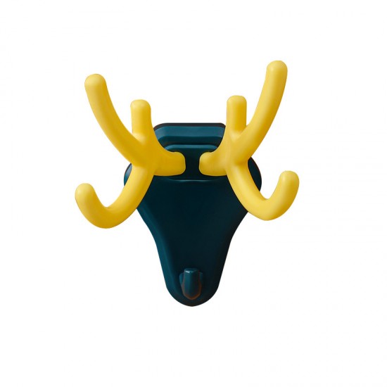 創意鹿角造型黏貼式掛勾 撞色多功能壁掛式掛勾 手機支架 門後掛勾