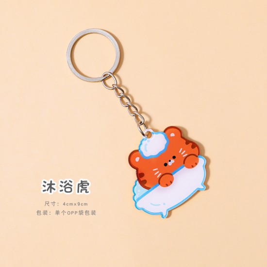 可愛老虎鑰匙圈 壓克力造型鑰匙圈 創意包包吊飾 老虎造型小裝飾