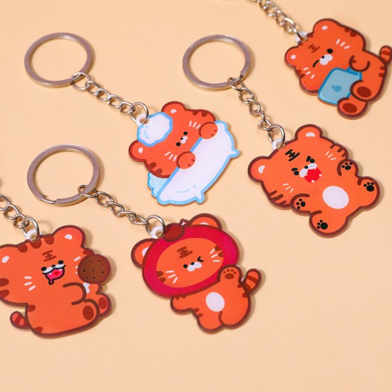 可愛老虎鑰匙圈 壓克力造型鑰匙圈 創意包包吊飾 老虎造型小裝飾