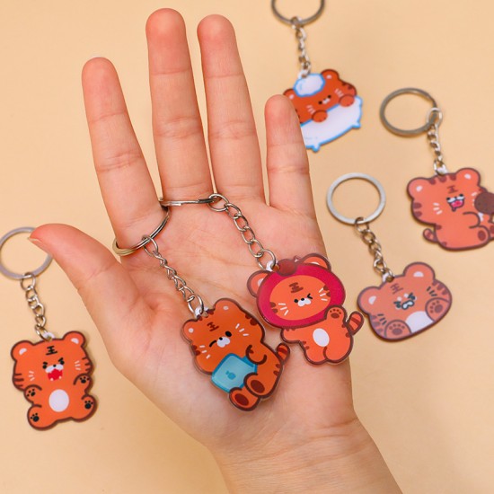 可愛老虎鑰匙圈 壓克力造型鑰匙圈 創意包包吊飾 老虎造型小裝飾