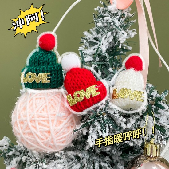迷你針織聖誕手指帽 聖誕樹裝飾必備 迷你聖誕毛線帽 聖誕酒瓶帽