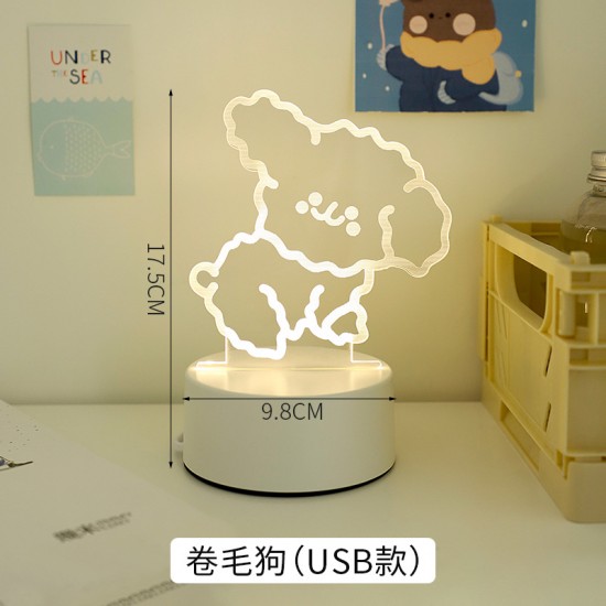 可愛造型小夜燈 臥室壓克力造型床頭燈 少女心3D氛圍燈 LED檯燈