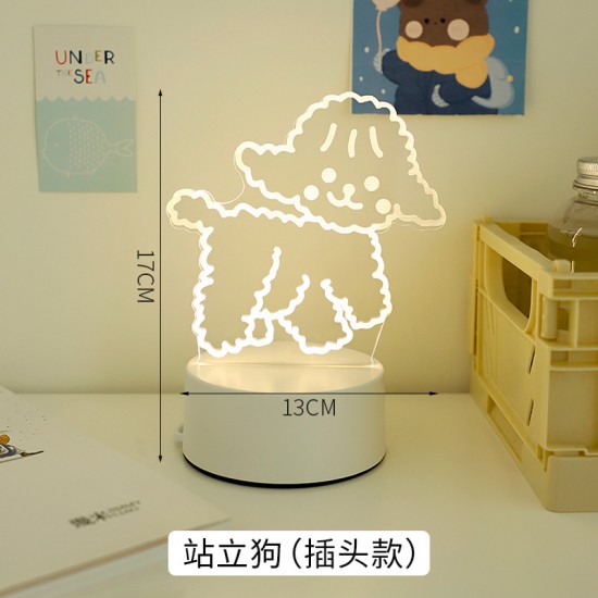 可愛造型小夜燈 臥室壓克力造型床頭燈 少女心3D氛圍燈 LED檯燈