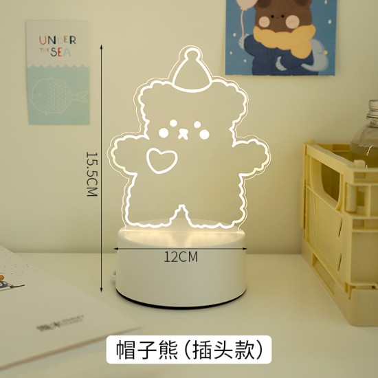 可愛造型小夜燈 臥室壓克力造型床頭燈 少女心3D氛圍燈 LED檯燈