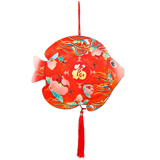春節必備 吉祥如意魚燈籠 可愛小魚造型紙質燈籠 元宵燈籠 燈籠材料包