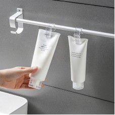 簡約透明塑膠夾子掛勾 多用途洗面乳牙膏掛夾 浴室必備懸掛式收納夾 4入裝