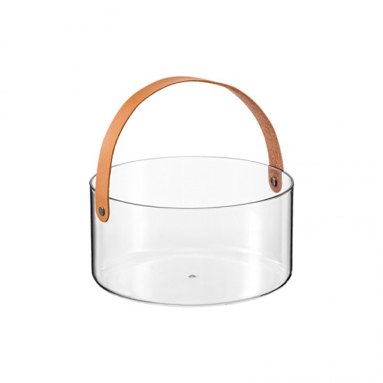 多用途透明手提籃 皮革香檳桶冰鎮桶 透明水果籃 花籃 魚缸