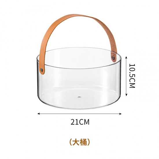多用途透明手提籃 皮革香檳桶冰鎮桶 透明水果籃 花籃 魚缸