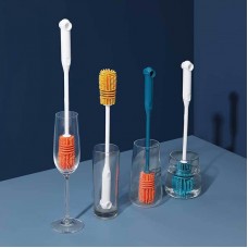 矽膠長柄洗杯刷 居家必備無死角專用清潔奶瓶刷 撞色洗杯刷