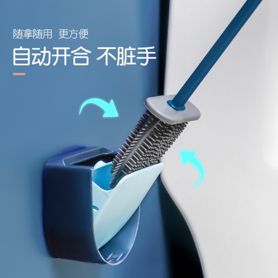 壁掛式矽膠馬桶刷 壁掛式家用清潔刷 長柄縫隙軟毛刷 廁所必備刷子
