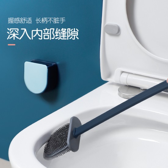 壁掛式矽膠馬桶刷 壁掛式家用清潔刷 長柄縫隙軟毛刷 廁所必備刷子