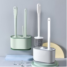 壁掛式三合一長柄馬桶刷組 浴室多功能無死角縫隙清潔刷 多功能廁所刷具組