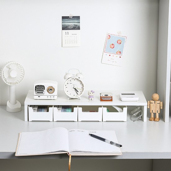 螢幕增高架 辦公室桌面收納抽屜 簡約螢幕增高置物架 抽屜收納盒