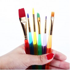 水晶糖果色水彩筆 幼兒園美術繪畫筆刷 水彩筆6件組