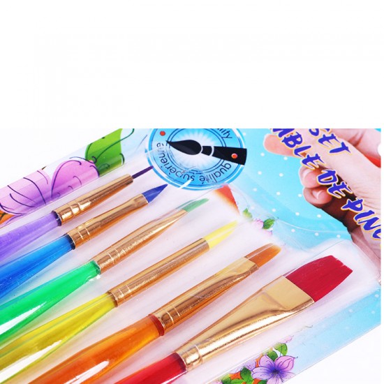 水晶糖果色水彩筆 幼兒園美術繪畫筆刷 水彩筆6件組