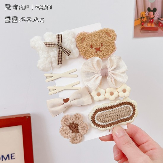 可愛小熊髮夾組 毛絨造型髮夾 多款造型瀏海夾 創意造型髮夾 BB夾 蝴蝶結髮夾