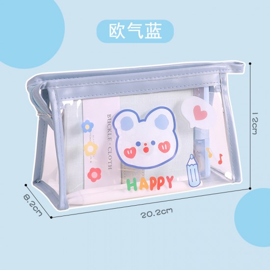 大容量透明筆袋 簡約透明三角化妝包 多功能透明收納袋 學生文具收納袋
