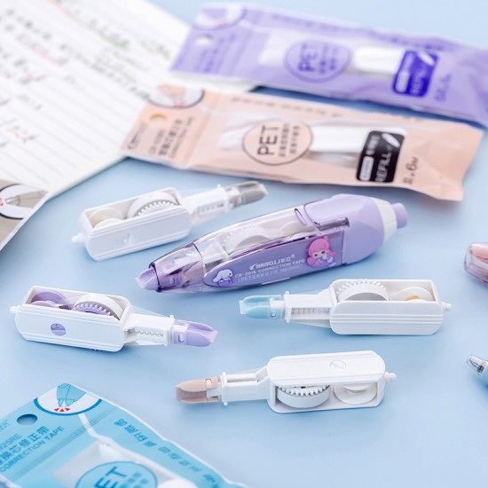 Q版女孩修正帶 可換替芯立可帶 隨身按動式塗改帶