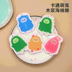 創意木漿海綿刷 可愛圖案廚房清潔刷 印花壓縮百潔布 洗碗刷 海綿菜瓜布