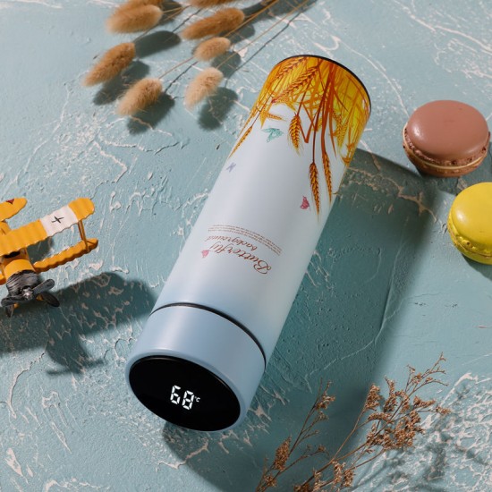 升級款304不鏽鋼智能顯示溫度保溫杯 可換電池LED觸控顯示溫度隨身保溫瓶 450ml保溫杯