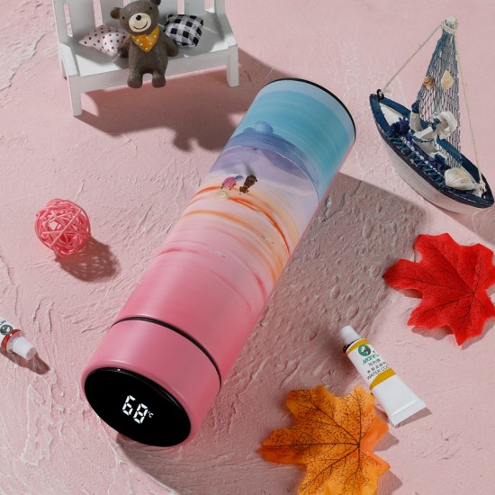 升級款304不鏽鋼智能顯示溫度保溫杯 可換電池LED觸控顯示溫度隨身保溫瓶 450ml保溫杯