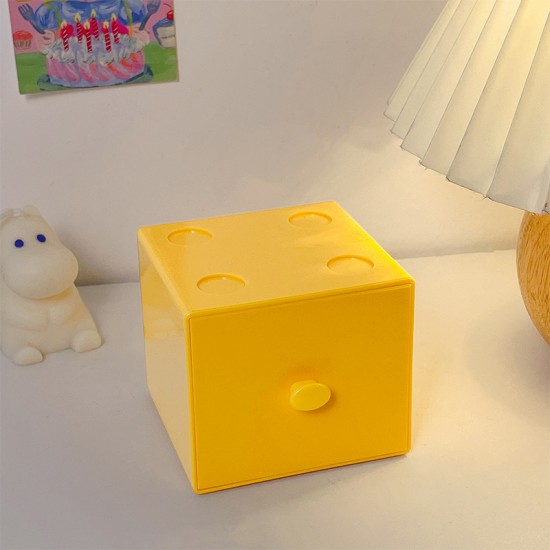 糖果色積木收納盒 桌面抽屜式收納盒 雜物置物盒 收納小盒子