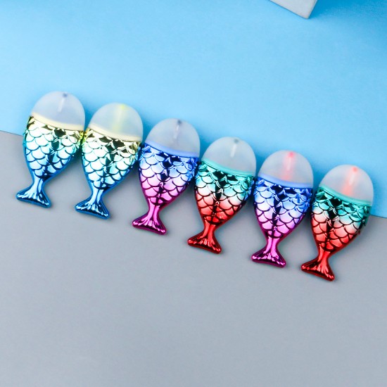 創意魚形螢光筆組 美人魚漸層電鍍螢光筆 6色袋裝記號筆 畫重點色筆