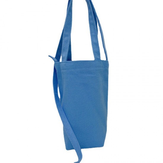 帆布飲料斜背提袋 多功能素色水壺袋 兩用收納手提袋 飲料杯套