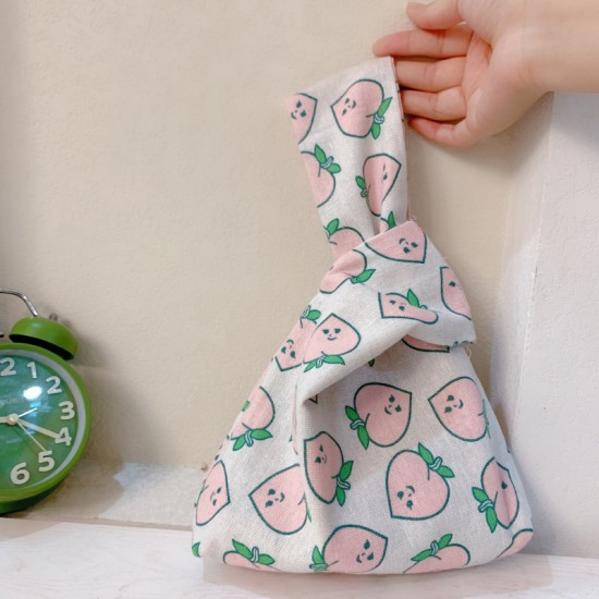 日式素雅棉麻手腕包 手提背心包 日系可愛手提包 手提袋