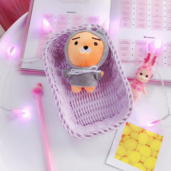 馬卡龍編織收納籃 少女粉色系拍照道具 多功能桌面雜物籃 置物籃