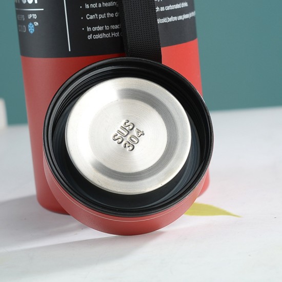 304不銹鋼吊帶保溫杯 大容量手提保溫杯 保溫保冷水壺