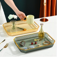 奢華金邊托盤 茶水點心托盤 簡約大氣防滑托盤 茶杯托盤 點心盤