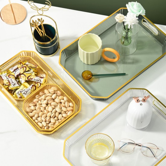 奢華金邊托盤 茶水點心托盤 簡約大氣防滑托盤 茶杯托盤 點心盤