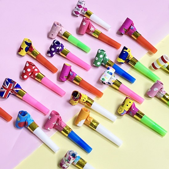 糖果色派對吹捲 小喇叭道具 多色吹捲 口哨 生日派對塑膠玩具 10入裝