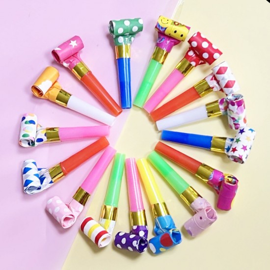 糖果色派對吹捲 小喇叭道具 多色吹捲 口哨 生日派對塑膠玩具 10入裝