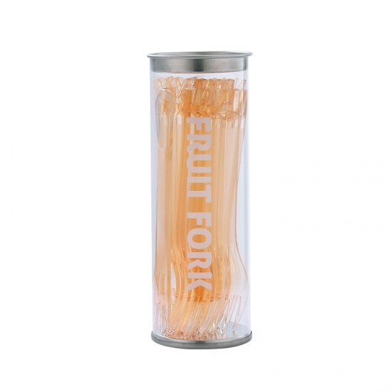 多功能水果叉夾 二合一可拆卸透明水果叉 小清新塑膠水果叉 20支裝