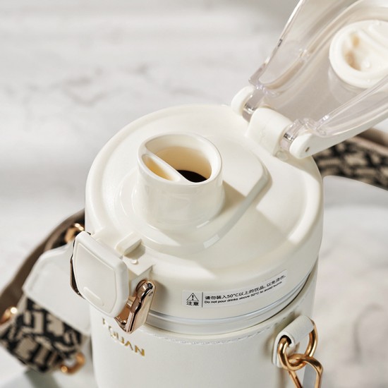 簡約雙飲保溫杯 316不鏽鋼水杯 飲料環保杯 彈蓋高質感水壺