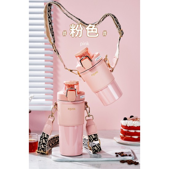 簡約雙飲保溫杯 316不鏽鋼水杯 飲料環保杯 彈蓋高質感水壺