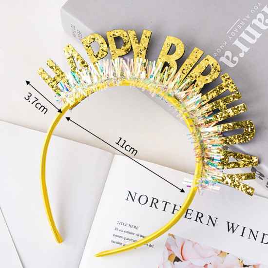 生日快樂亮片字母髮箍 生日派對必備道具 派對裝扮