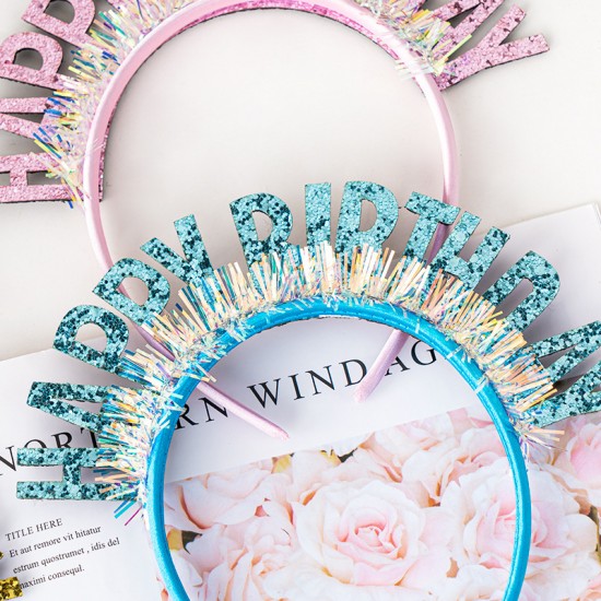 生日快樂亮片字母髮箍 生日派對必備道具 派對裝扮