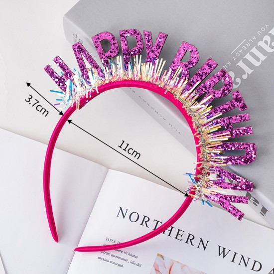 生日快樂亮片字母髮箍 生日派對必備道具 派對裝扮