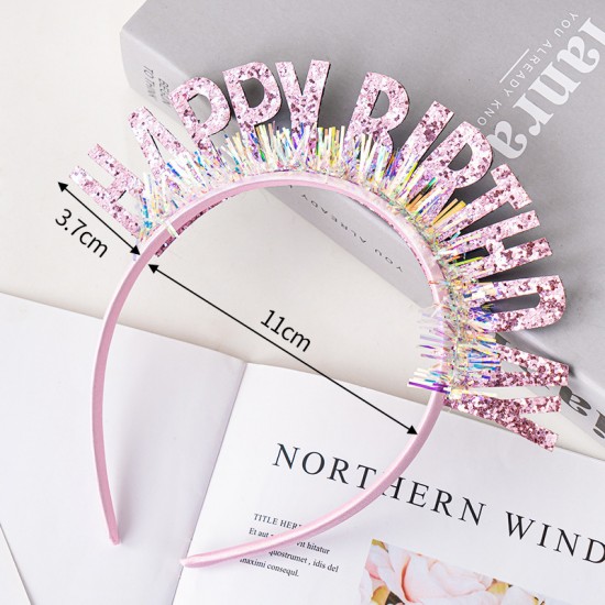 生日快樂亮片字母髮箍 生日派對必備道具 派對裝扮